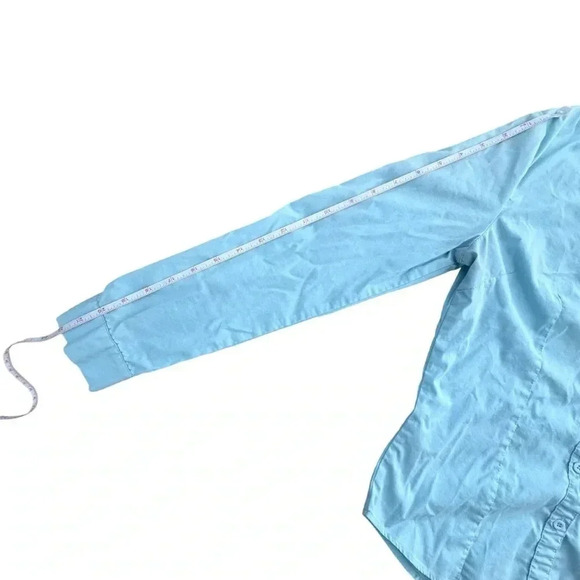 Women's Size Small Long Sleeve Button Down Shirt Blouse Blue business casual - Picture 6 of 8